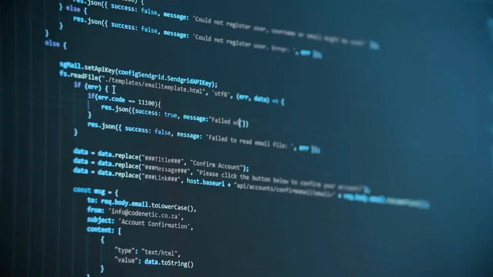Lines of code on a developer screen — the software layer behind the classroom